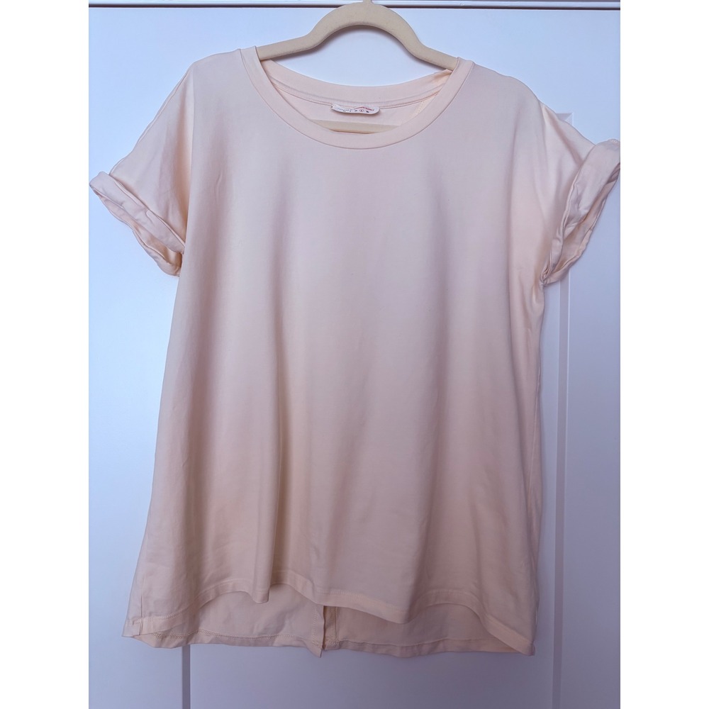 Minimalist Normcore Organic Cotton Natural Fibers Boho Short Sleeve Cream L